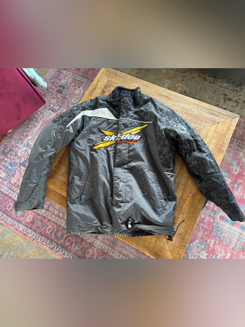 Men's Black Windbreaker Jacket with Yellow Logo Accent